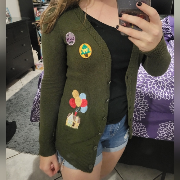 Disney Tops - Disney Up Cardigan Pixar Russell Wilderness Scout balloon house and badges